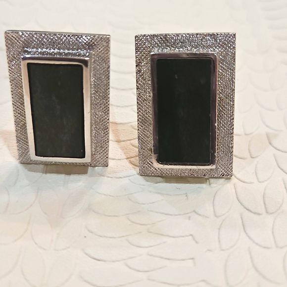 STERLING SILVER BLACK ONYX HORIZONTAL‎ CUFFLINKS